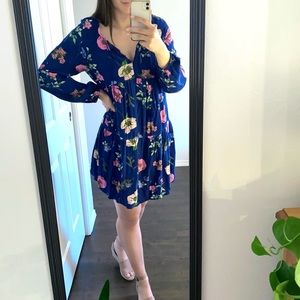 Navy Floral Mini Dress